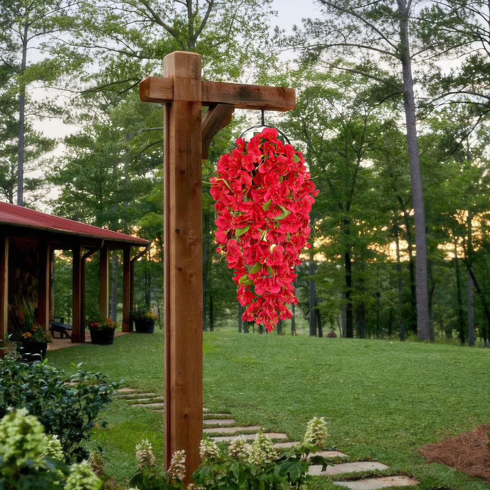 2 Pcs Fake Hibiscus Flowers Artificial Hanging Flowers Plants for Outdoors Re…