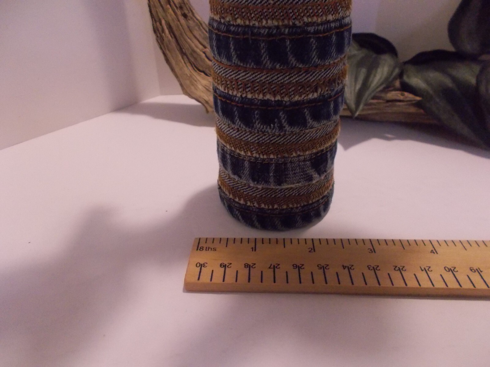 Denim Jeans Seams Bottle Vase Farmhouse Wall Pocket Denim Decor Boho Cottage