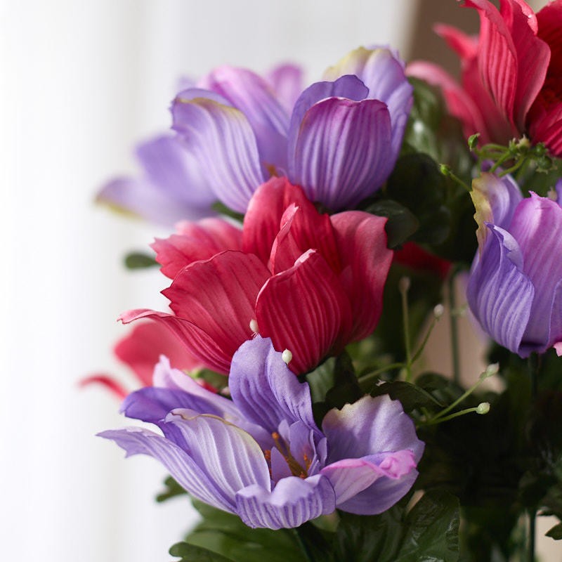22″ Pink and Lavender Artificial Poppy Floral Bush