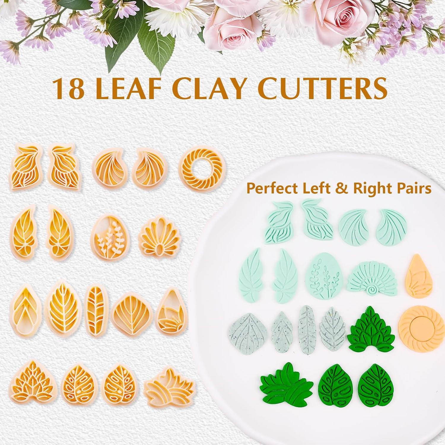 65 Pcs Flower, Leaf & Animal Polymer Clay Cutters Set, Clay Cutters Shapes for E
