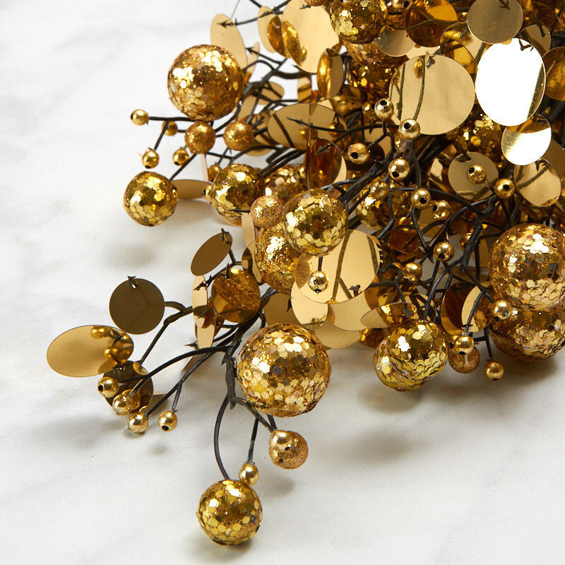 Factory Direct Craft Glitzy Gold Glitter Ball and Sequin Accent Bush | for