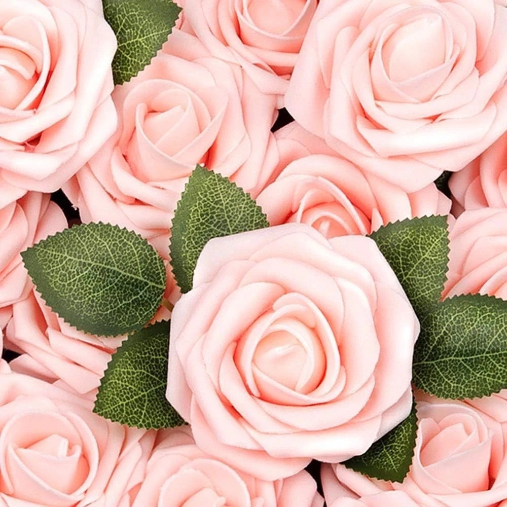 50 Blush Pink Foam Artificial Roses – Perfect for DIY Wedding Decor & Crafts