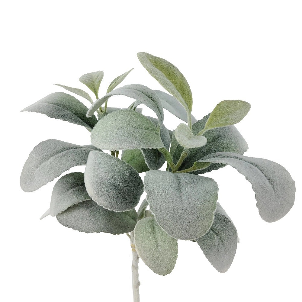 13” Indoor Decorative Artificial Foliage Pick, 13” Lamb’s Ear Plant, Green