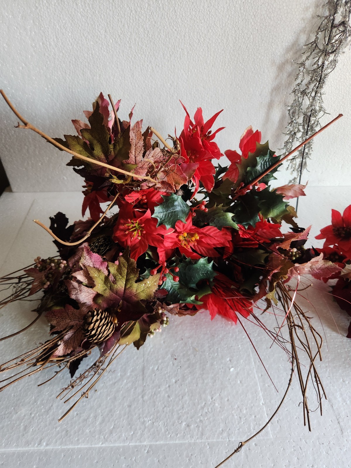 Artificial Christmas Flowers & Bouquets • Poinsettia, Mistletoe Autumn Leaves