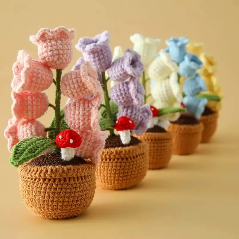 LED Crochet Lily of the Valley Flower Pot Mother’s Day Gift