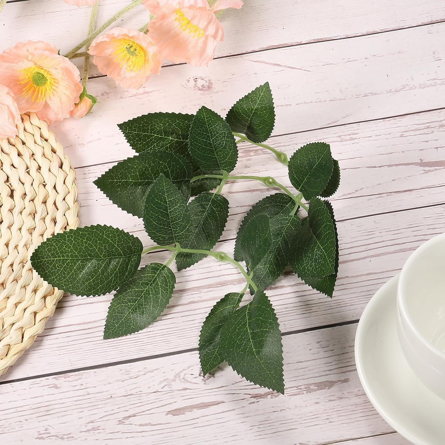 4.72X10.24 Artificial Silk Rose Leaf, 40 Pcs Artificial Greenery Leaves Fake Lea