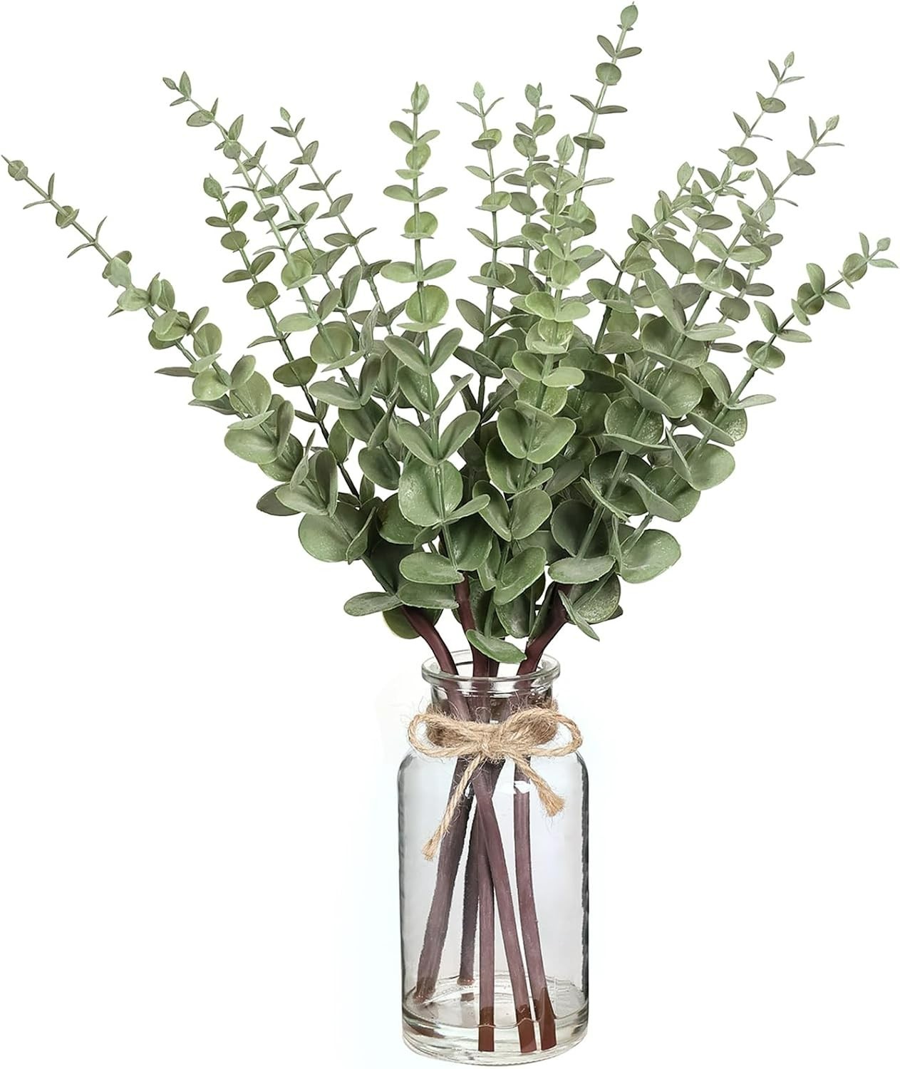 Realistic Artificial Eucalyptus in Glass Vase – Stylish Home and Gifting Decor