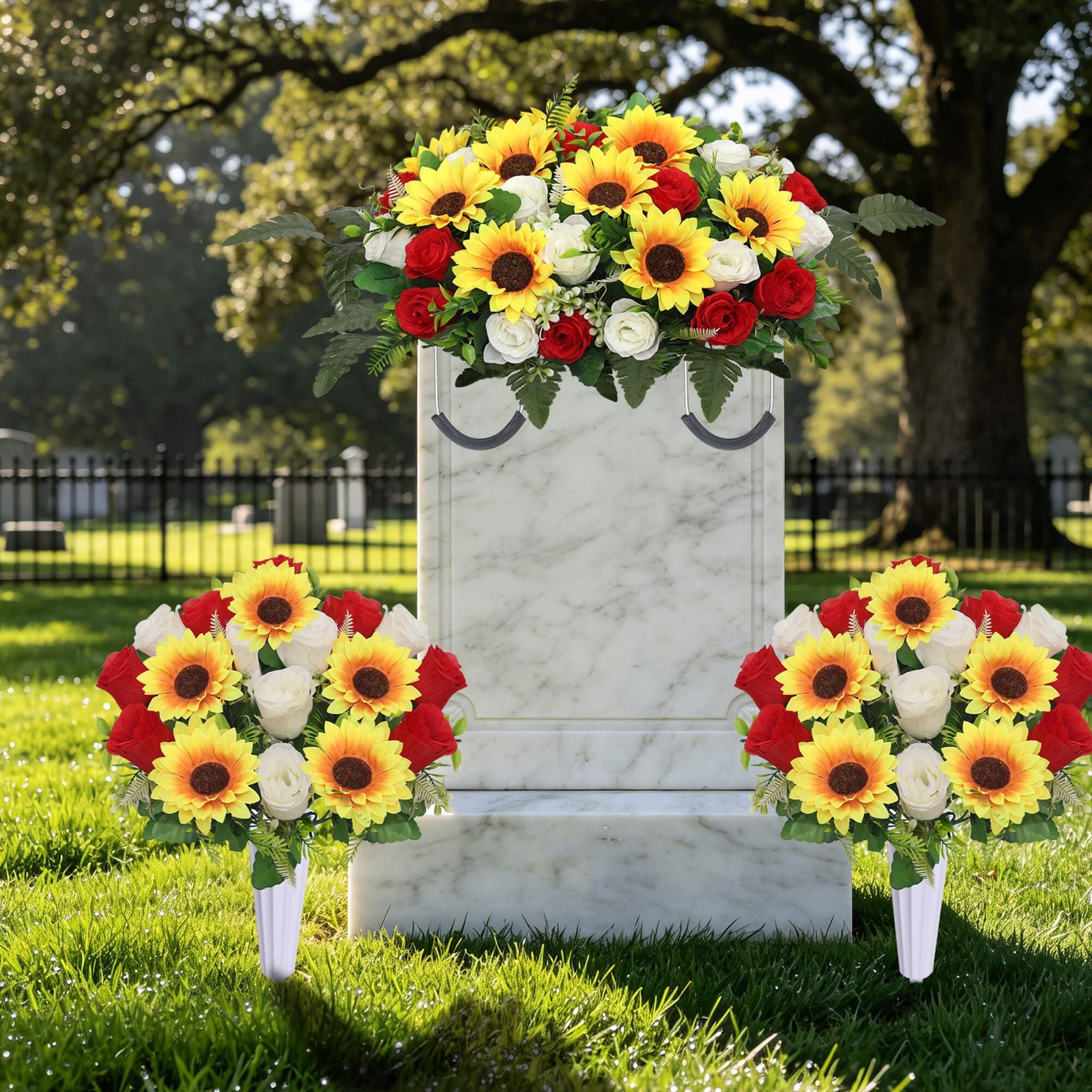 Artificial Cemetery Flower Saddles for Graves, Cemetery Memorial Flowers with…
