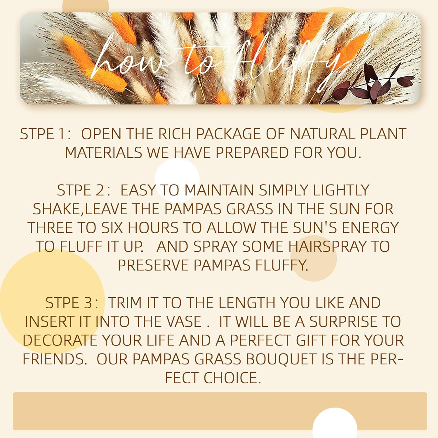 Dried Pampas Grass Bouquet Boho Rustic Wedding and Home Table Wedding Rustic Dec