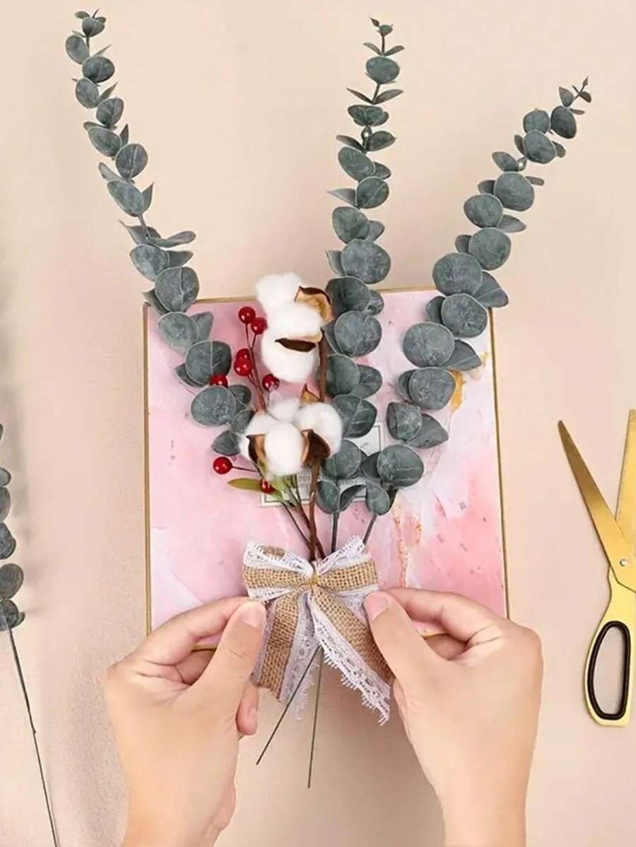 Artificial Eucalyptus Stems Faux Greenery Wedding Bouquet Home Decor Plant