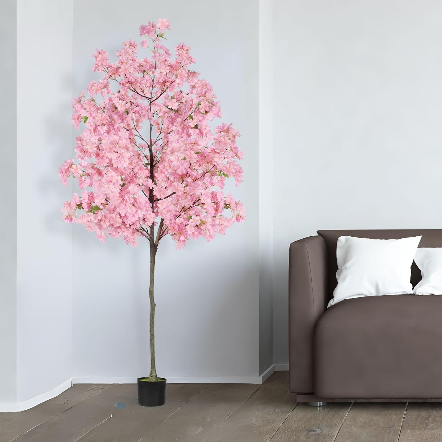 6Ft Tall Cherry Blossom Artificial Tree Fake Tree Faux Silk Plant with plastic