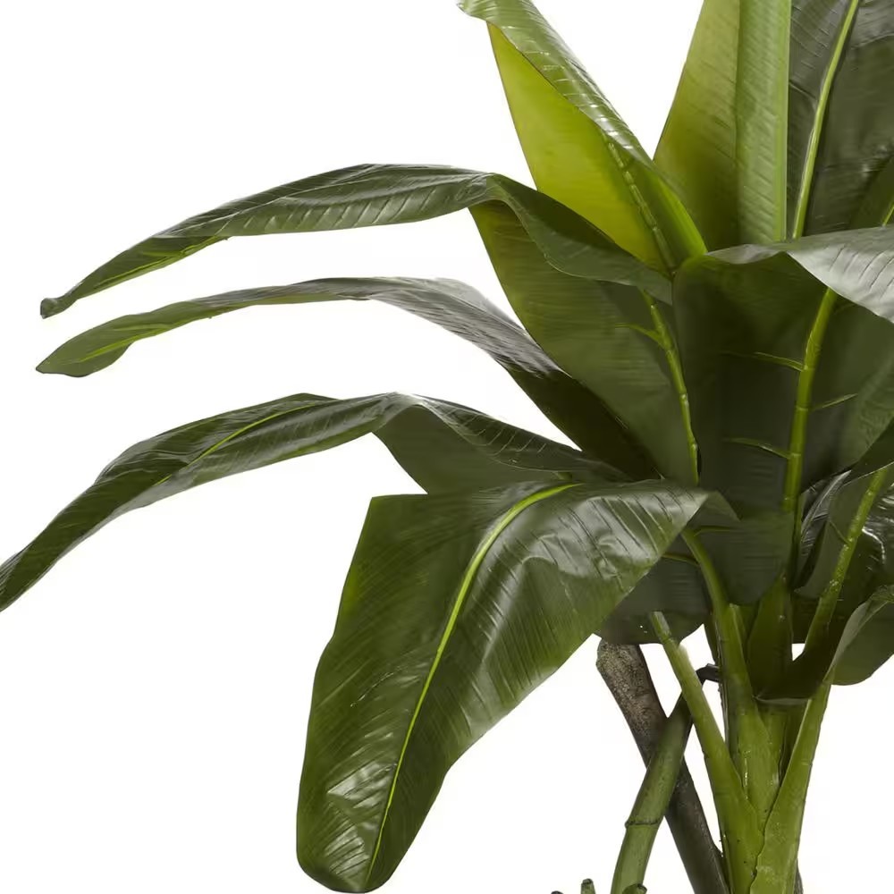 Nearly Natural Banana Silk Tree Indoor Numerous Large Green Leaves 6 ft. Height