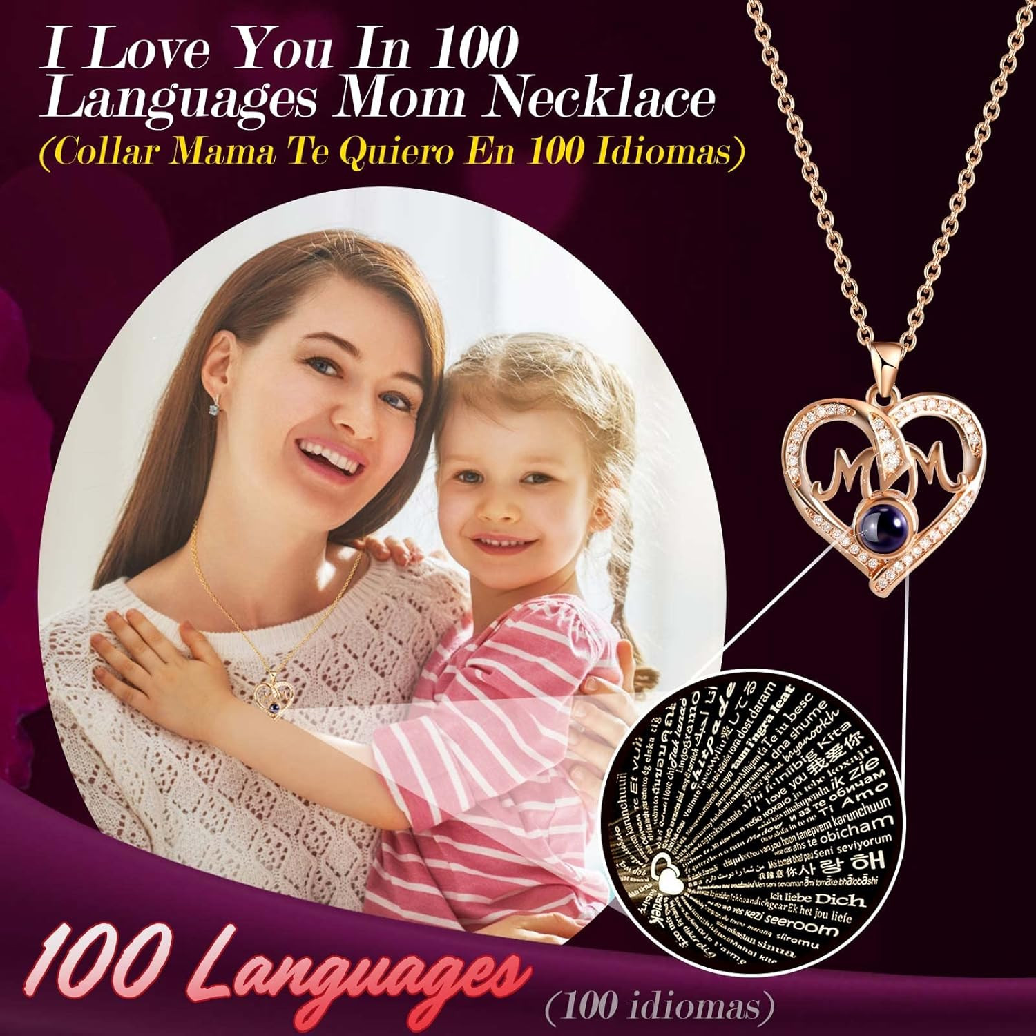 Addwel Unique Gifts for Mom, Preserved Real Purple Rose with 100 Languages I Lov