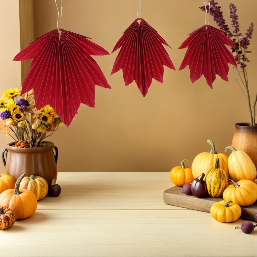 9 Pcs Autumn Decorative Hanging Decorations Leaves Maple Leaf Wall Art