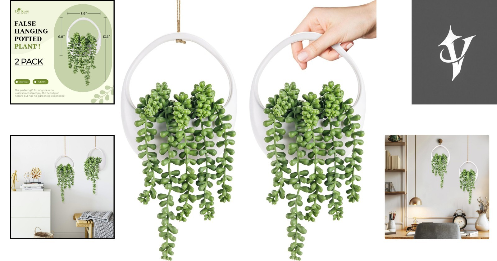 Realistic 2-Pack String of Pearls Fake Plants – Stylish Home & Office Decor