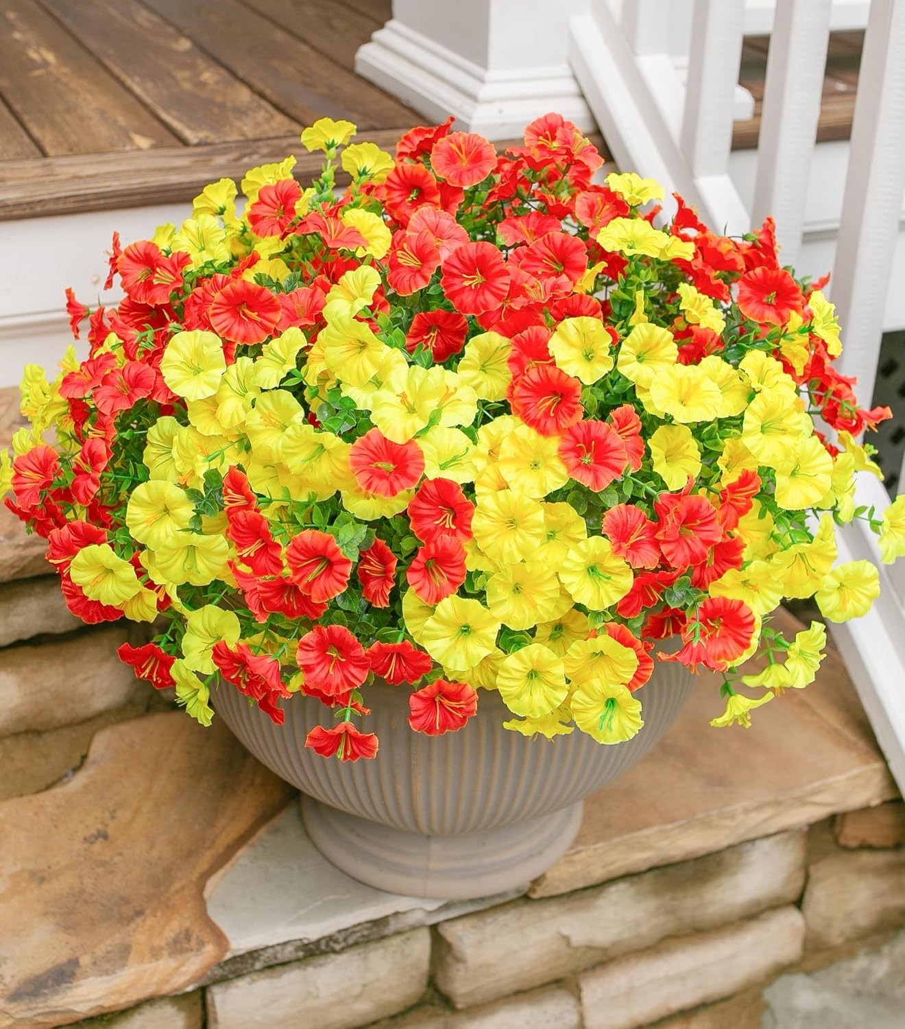 Artificial Flowers for Outdoors Fake Plants Outside Decoration, 12 Bundles Si…