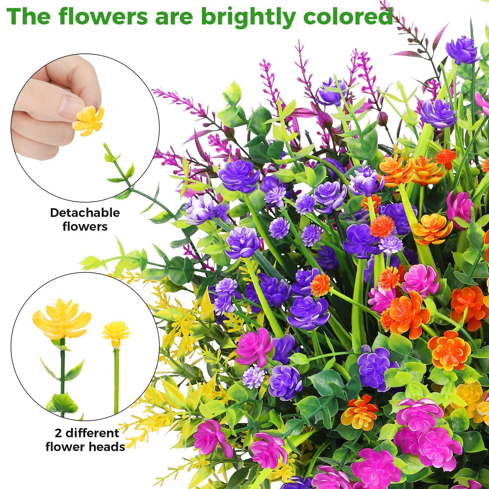 20 Bundles Artificial Flowers for Outdoors Fake Plastic Flowers UV Resistant …