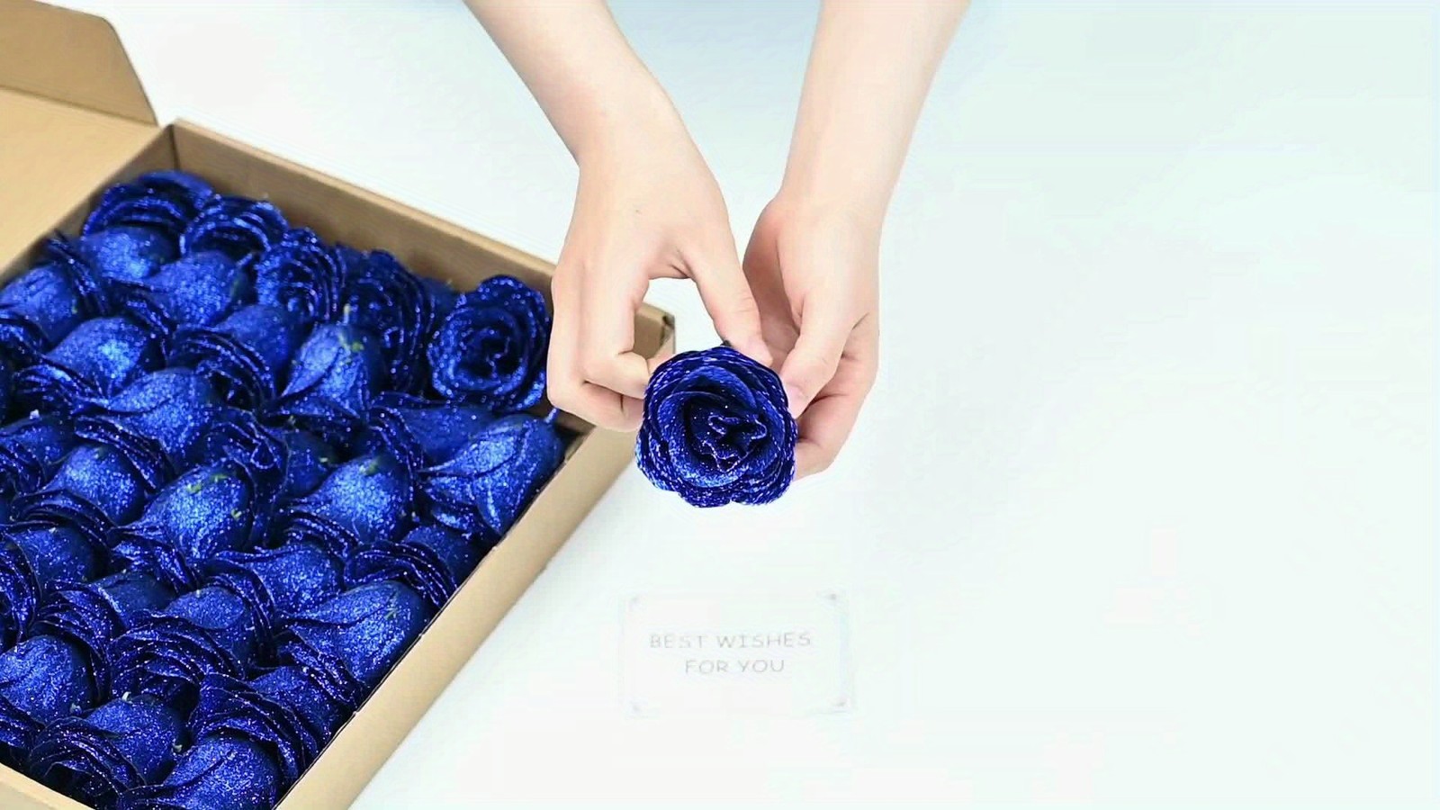 24 Pcs Glitter Rose Bouquet Shiny Artificial DIY Everlasting Birthday Wedding