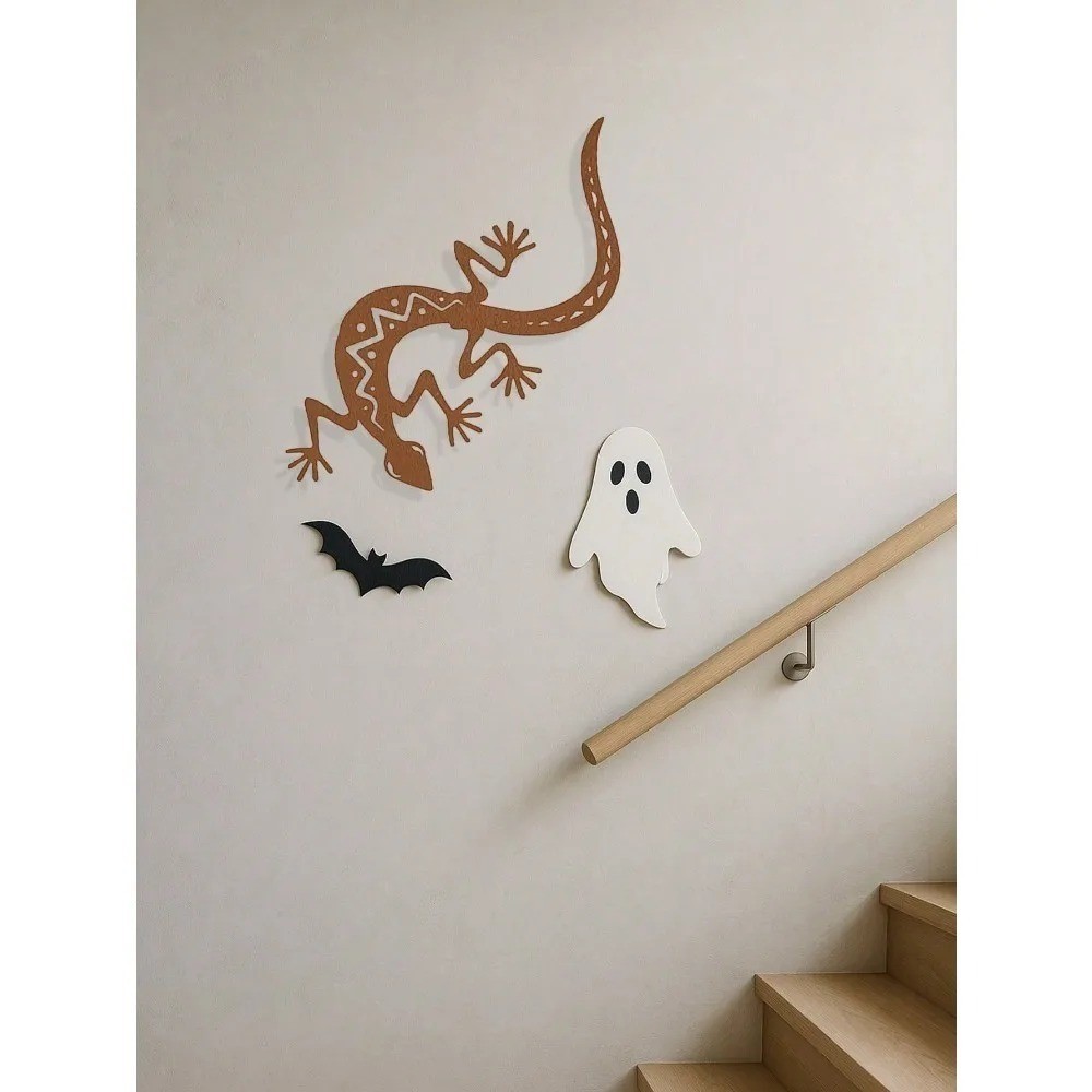 3D Gothic Gecko Metal Wall Art Spooky Lizard Sculpture for Home Patio Decor Gift