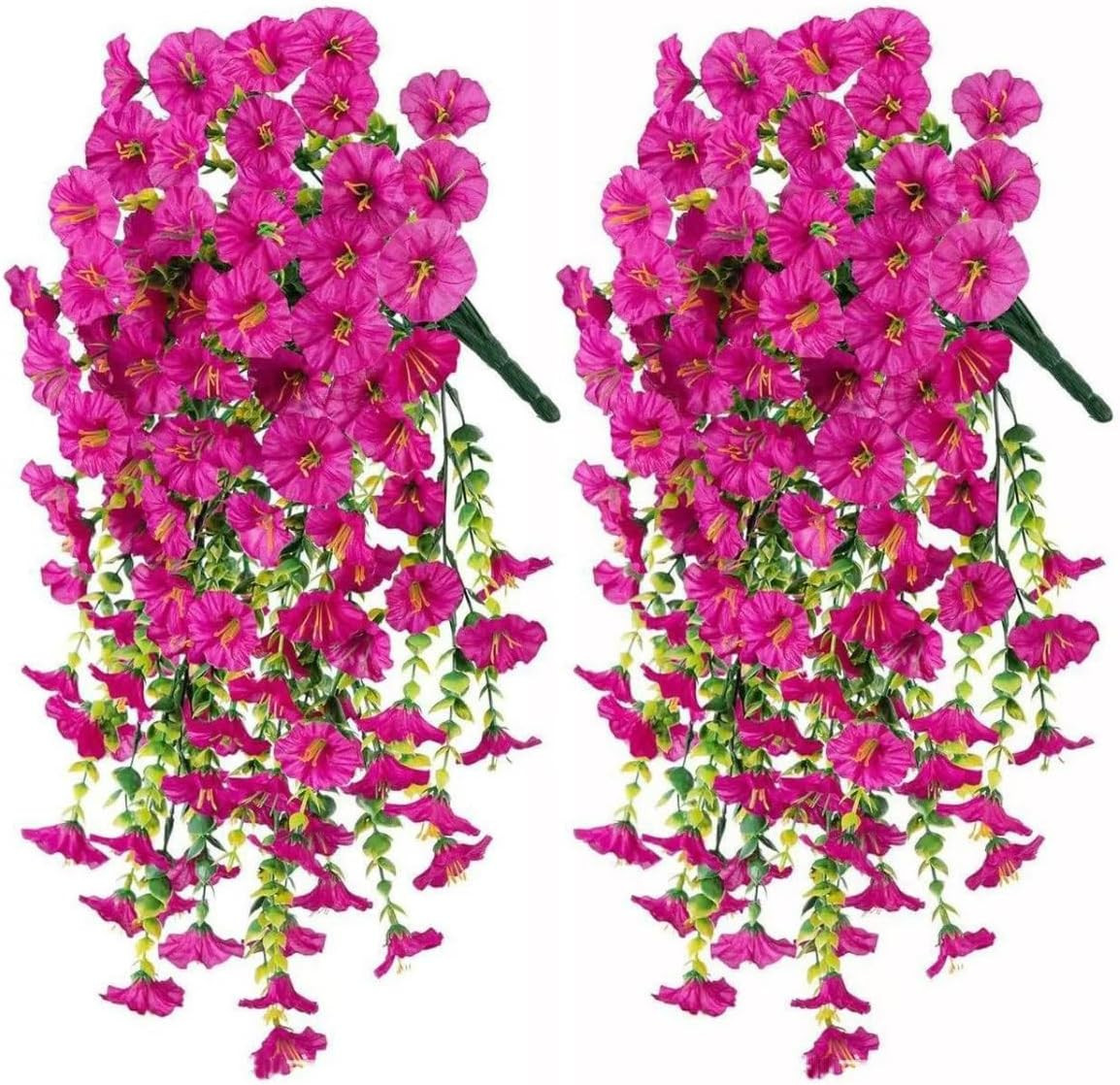 Artificial Morning Glory Flower Vines, 2Pcs 60Inch Hanging Plants Silk Garland