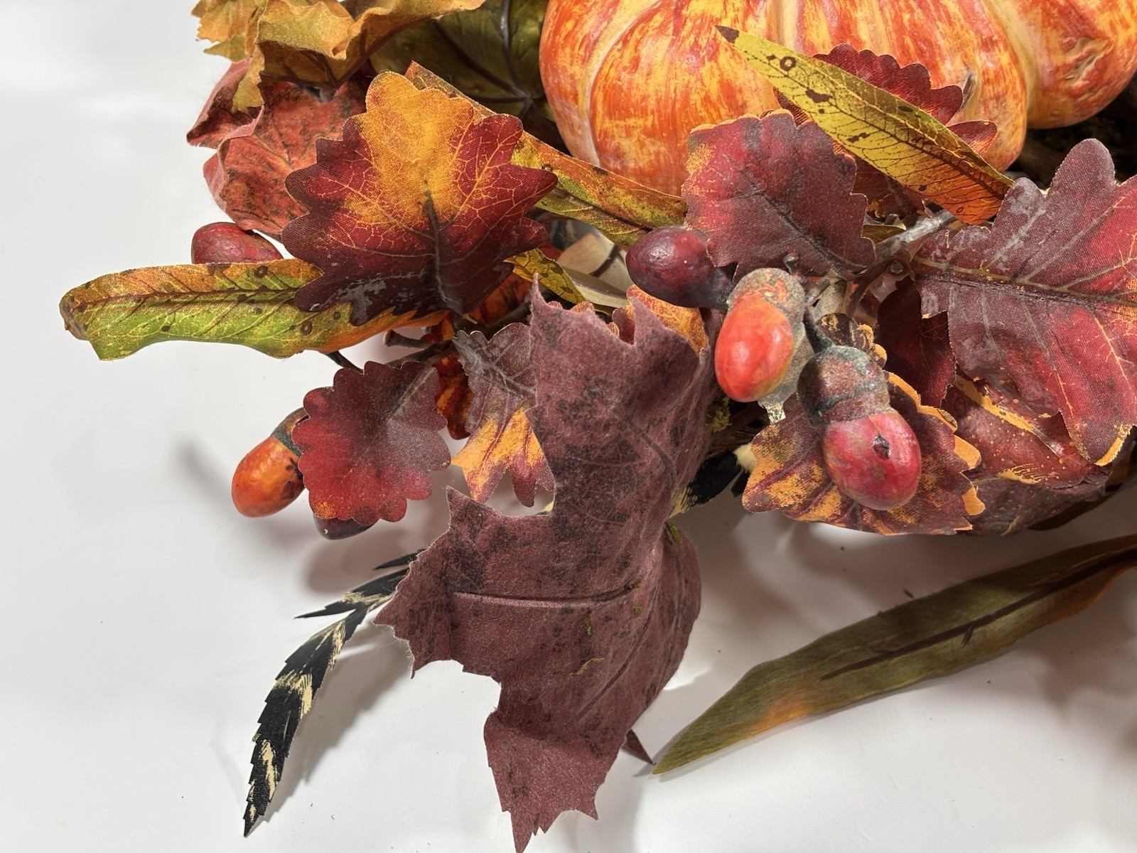 Thanksgiving/Fall Leaves Gourd Centerpiece w/ Twigs Oval Arrangement 19”