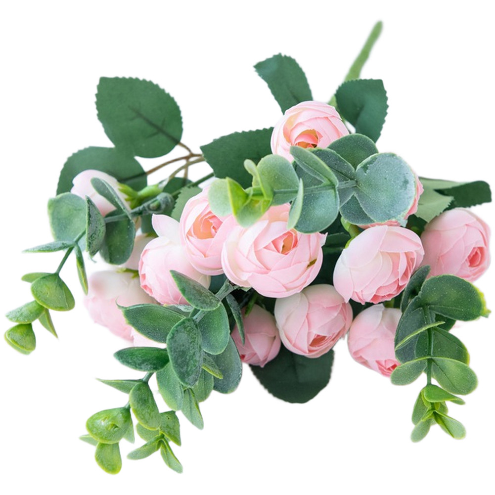 30cm Silk Eucalyptus Camellia Bouquet for Wedding Party Home Decor