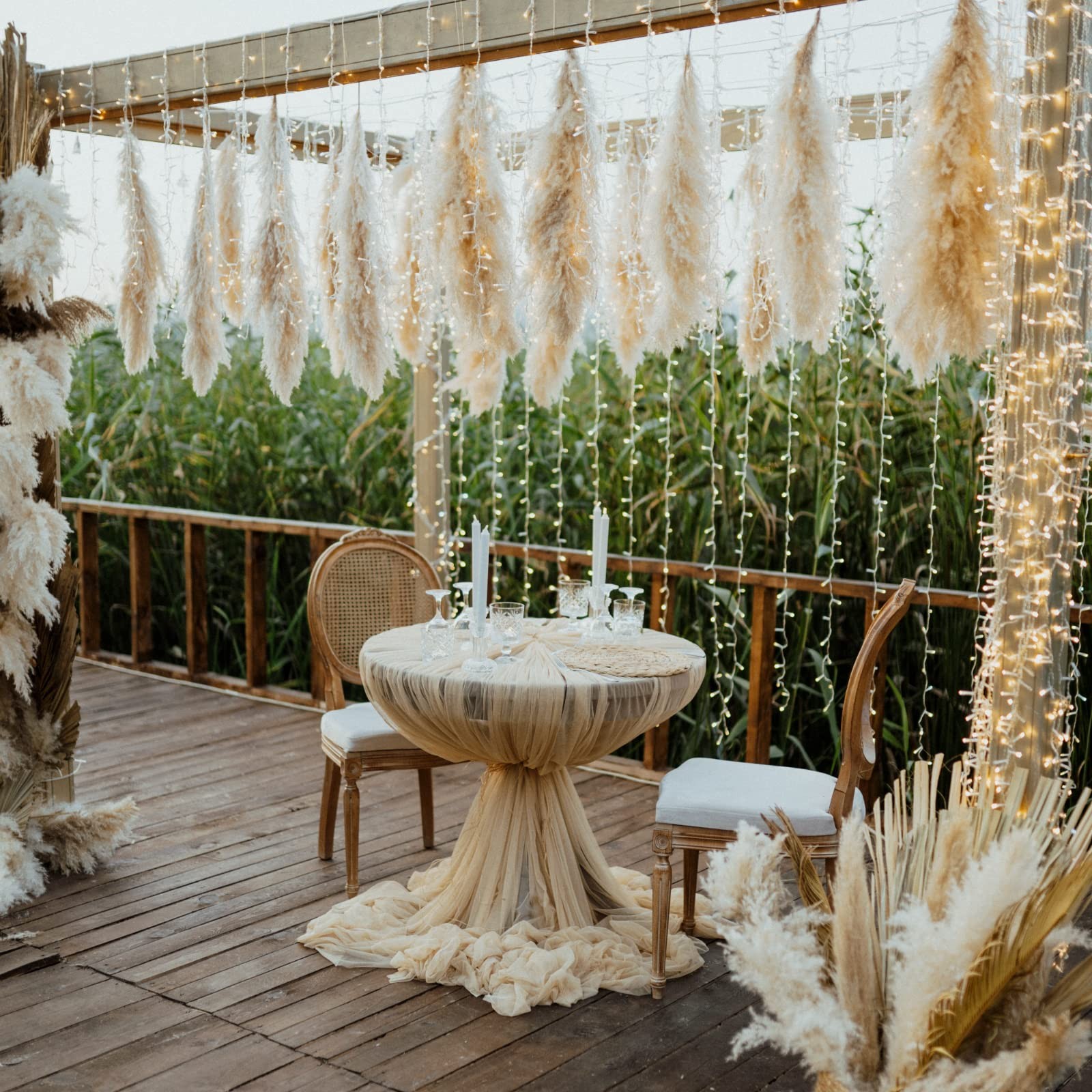 Hierba de pampa color crema de 40 pulgadas para decoración de bodas