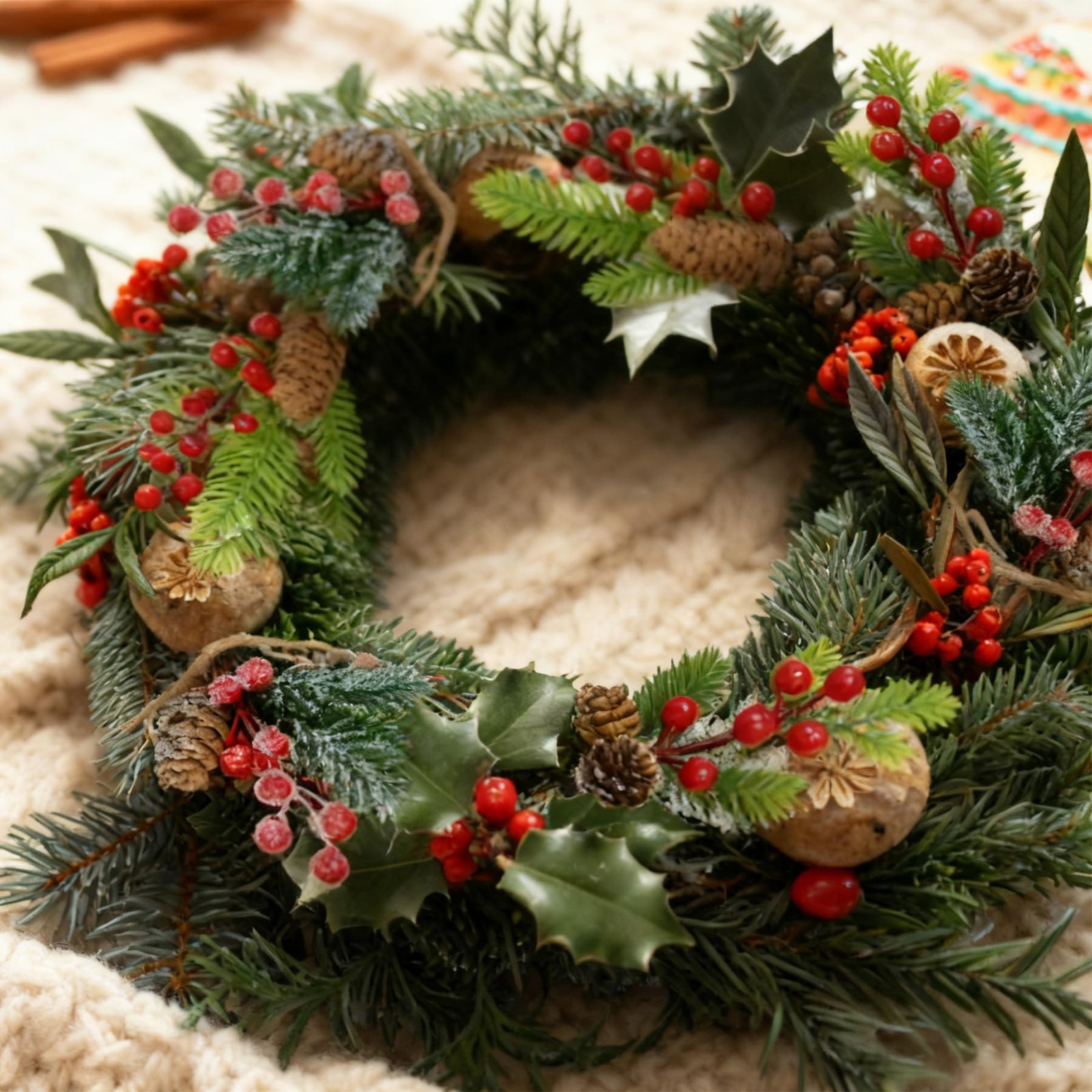 9 Pack Artificial Christmas Picks Red Berry Pine Sprays Tree Wreath Decor
