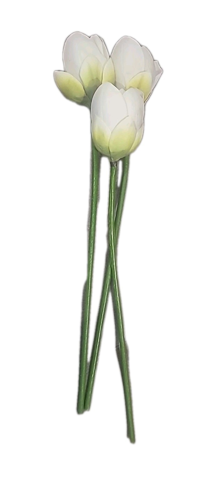 Set Of 3, 20″ White Magnolia Realistic Faux Silk 8″ Flowers Indoor Decoration