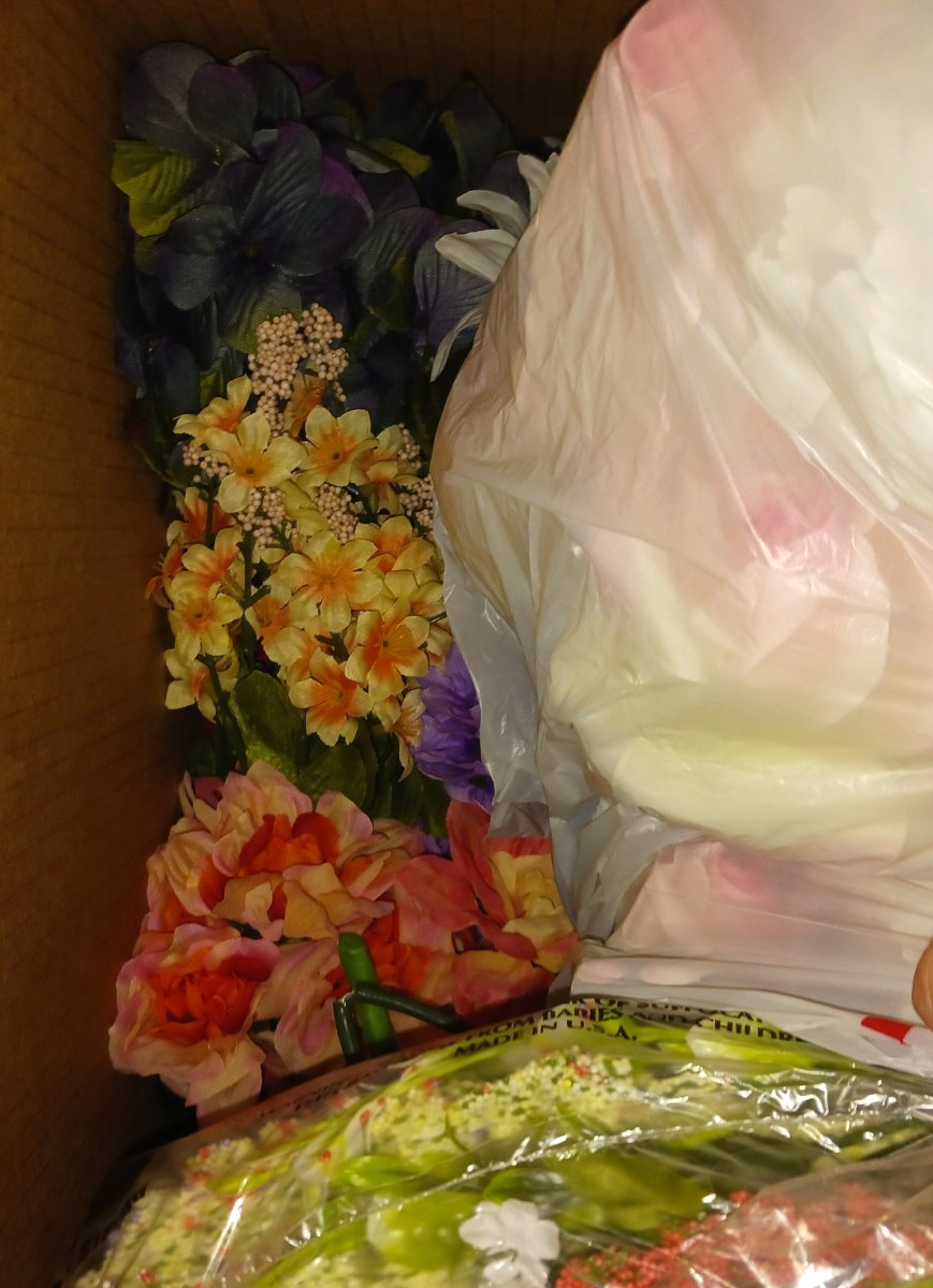 HUGE Assorted Lot Box of Artificial Faux Fake Flowers For Crafting Decor Display