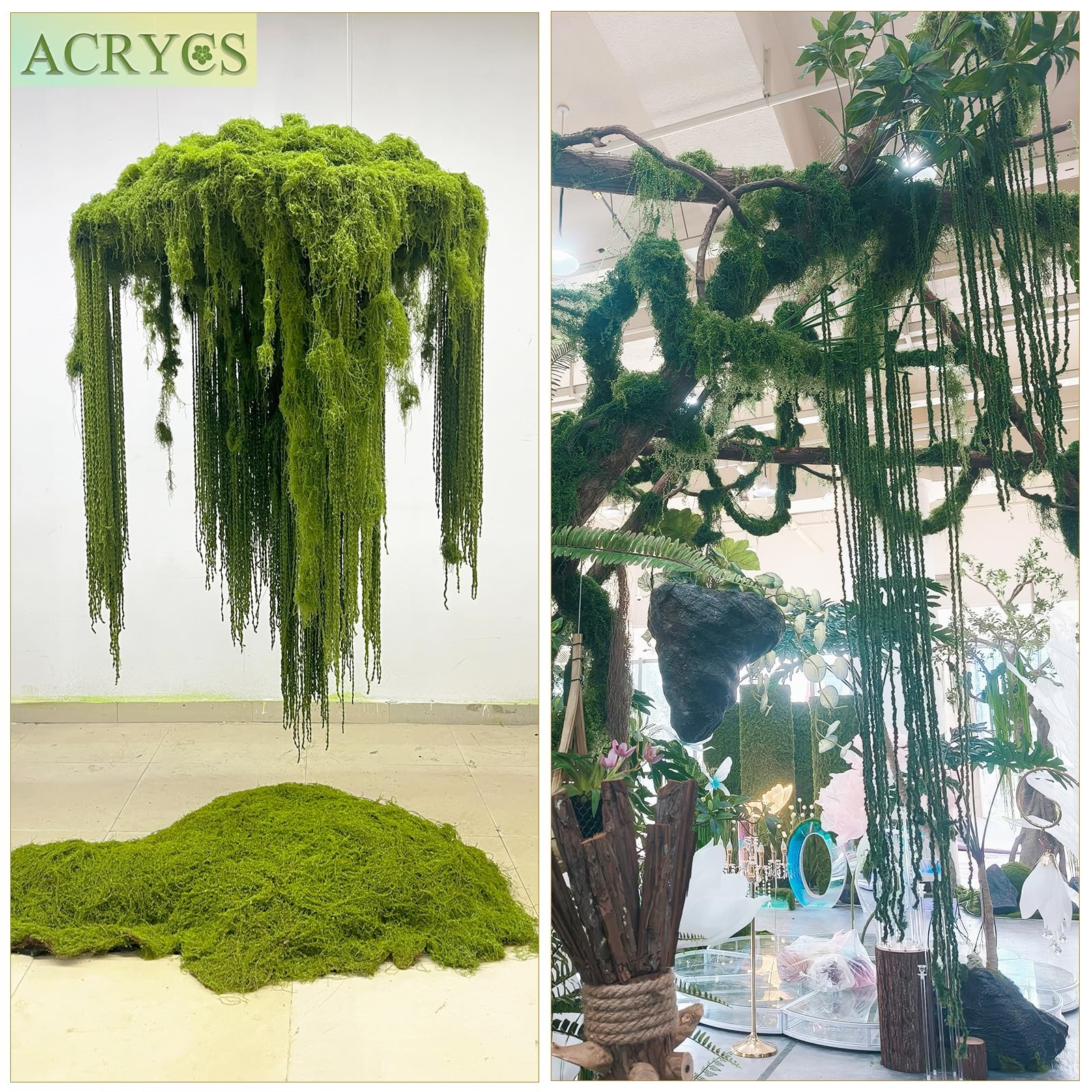 60 Pcs Hanging Moss Vines Faux Moss Garland for Decorating Artificial Amarant…