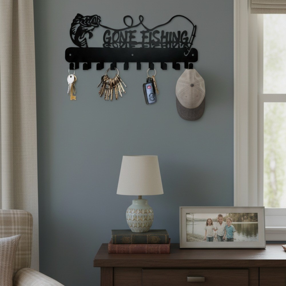 CIFbuy Iron Wall Key Holder Shelf Hook – Black Entryway Hanging Organizer Decor