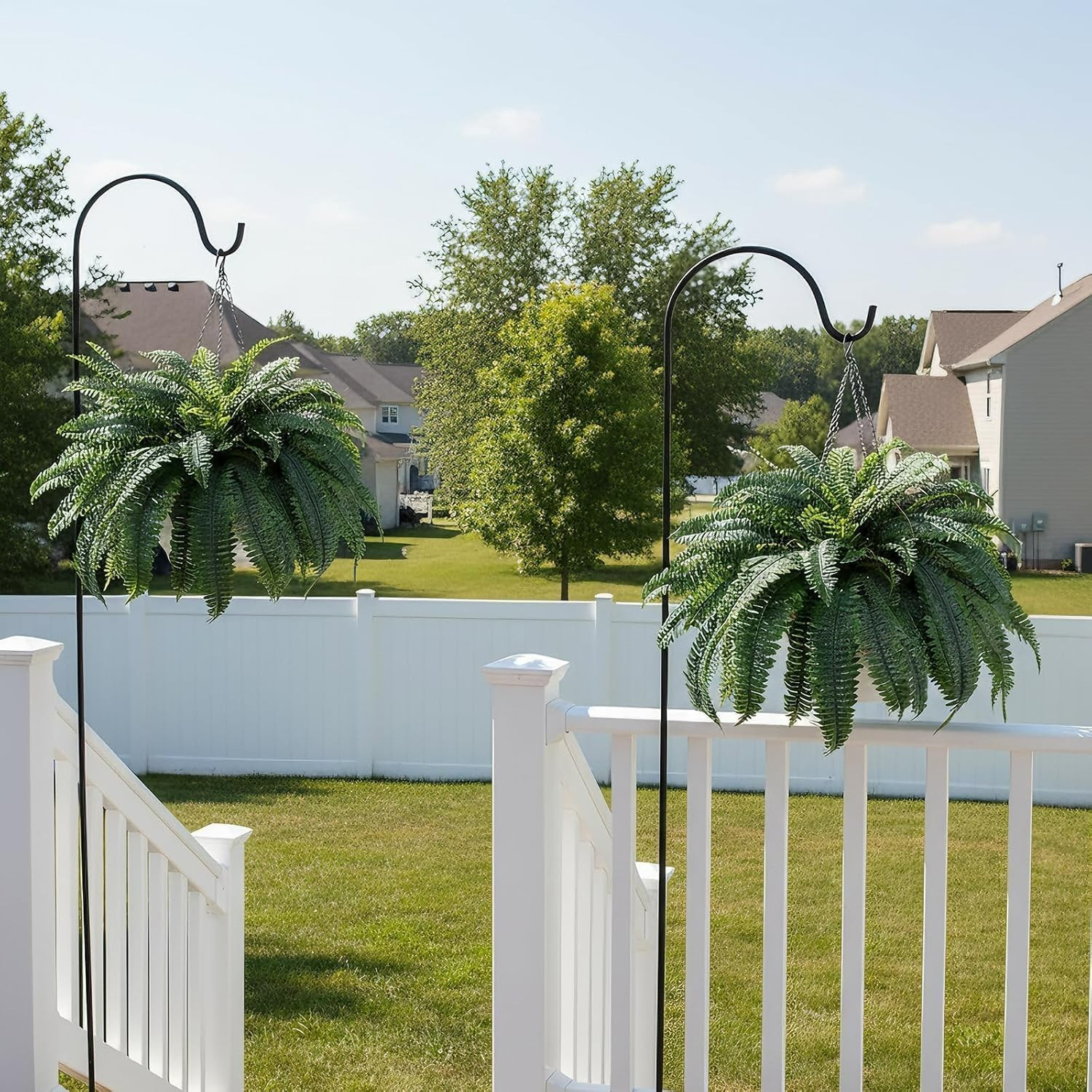 72 Frond Faux Ferns 48in in Waterproof Hanging Baskets – 2 Pack for All Seasons