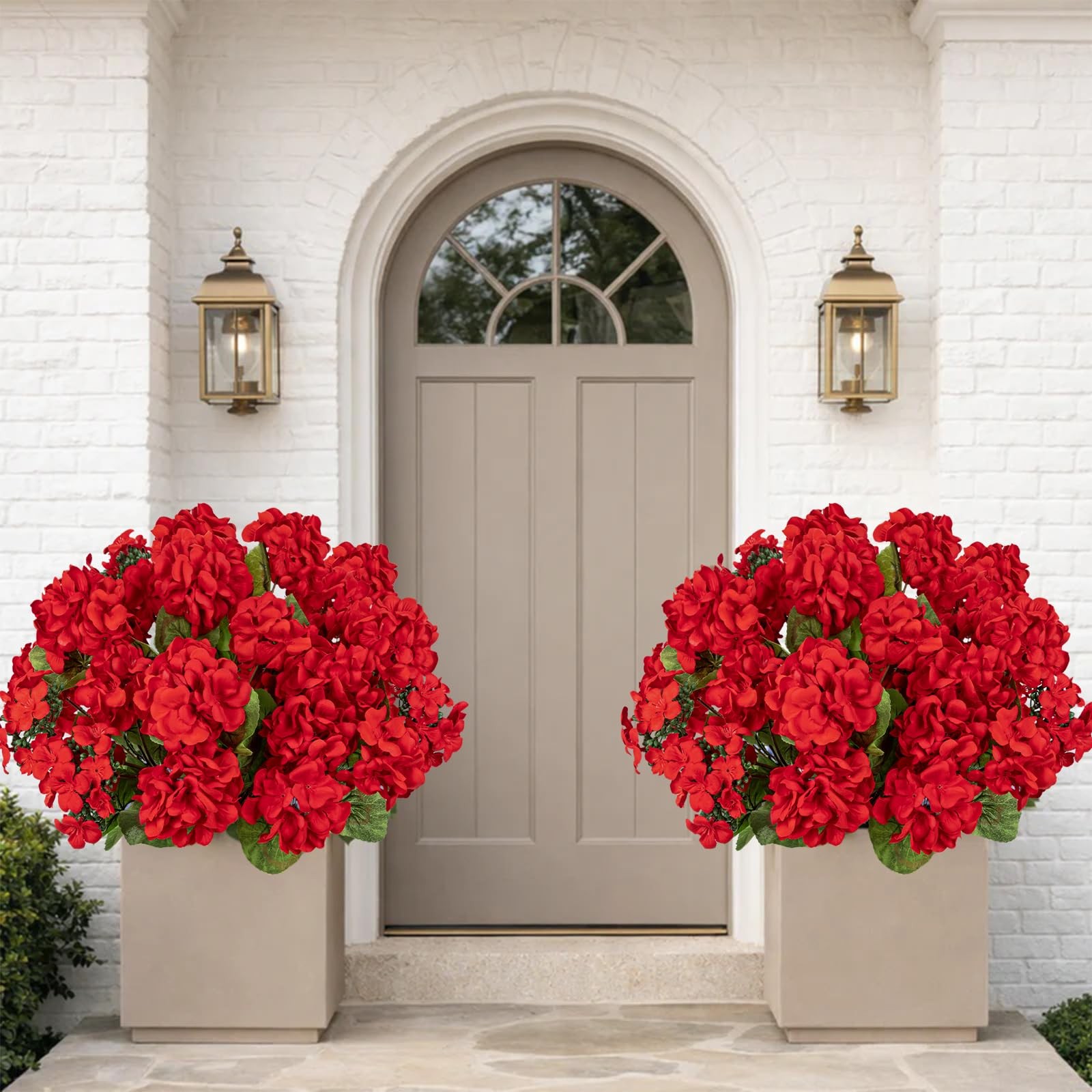 Artificial Geranium Flowers for Outdoor Planters — UV Resistant, Extra Full 1…