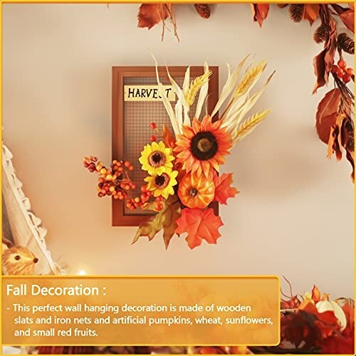 Flower Fall Decorations Home, Rustic Wooden Autumn Wall Decor for Living Room