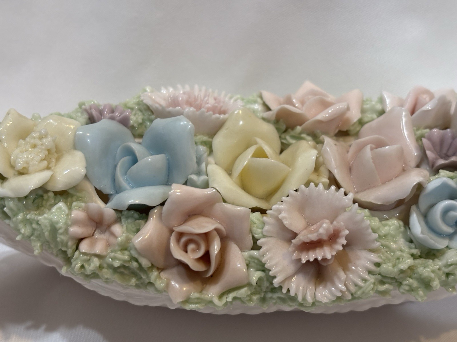 Vintage China Porcelain Gondala Lipstick Holder 3 Removable Roses
