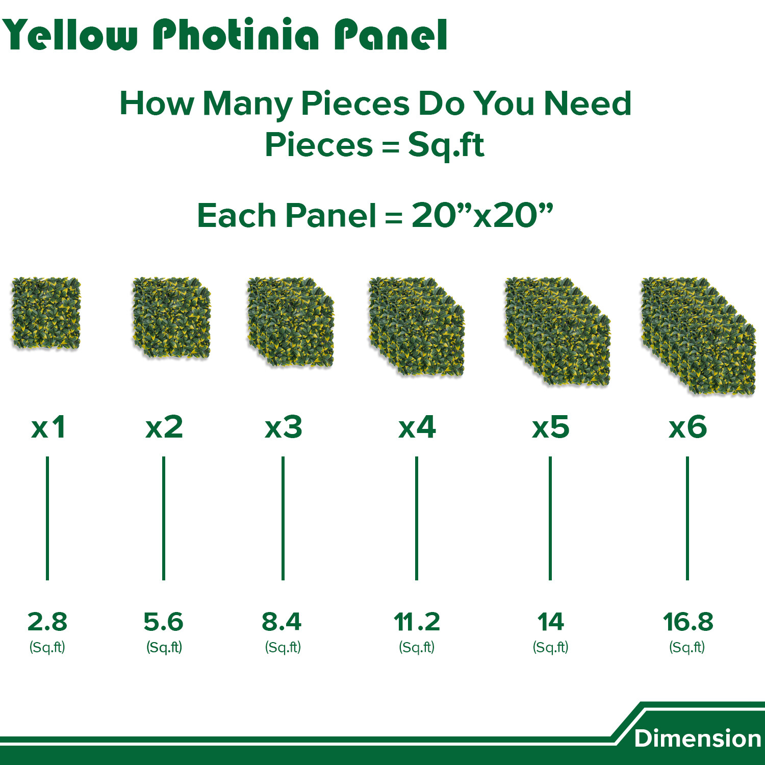 20″ Artificial Faux Yellow Pittoso Leaf Mats Wall Hedge Decor Privacy Panel DIY