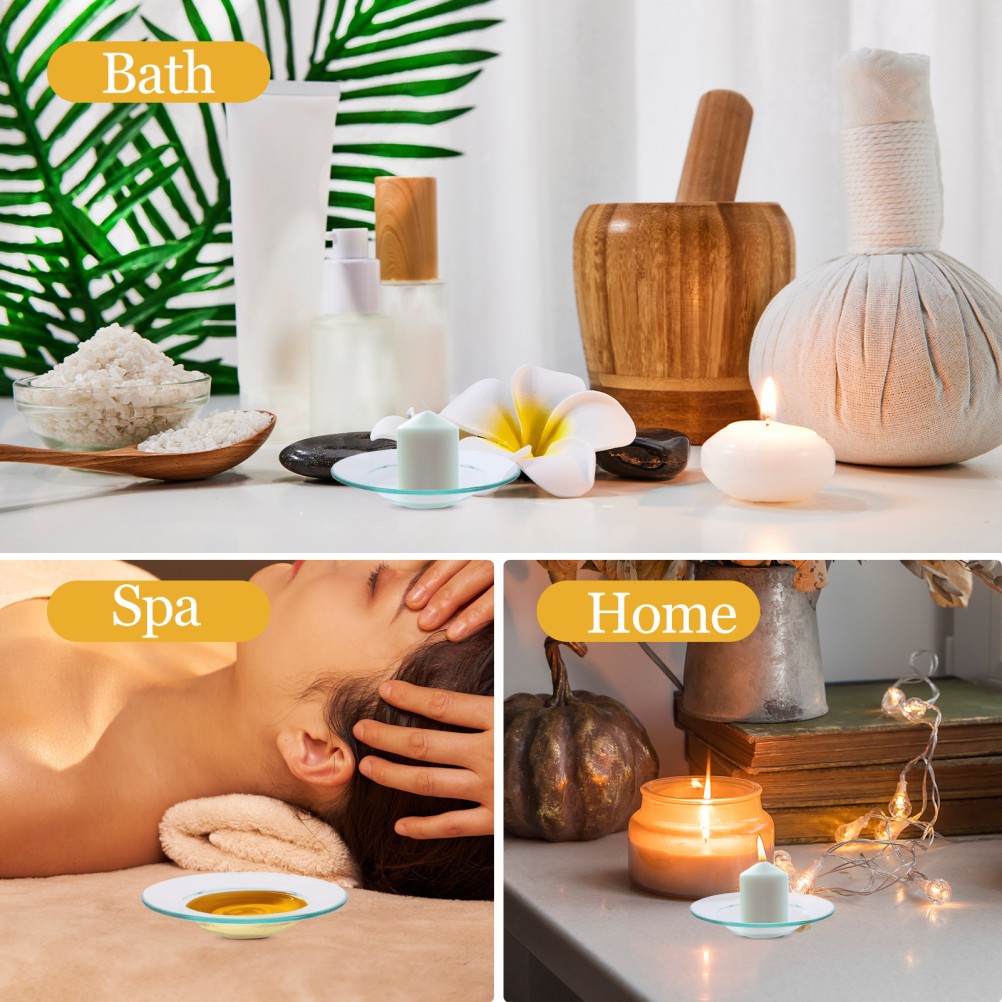 2Pcs Reusable Glass Wax Melt Dishes Replacement Plates Transparent and Sturdy