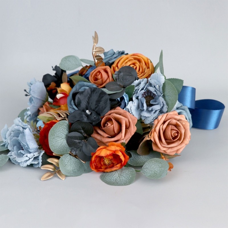 Artificial Blue Flowers Ornament Handheld Wedding Valentine Day