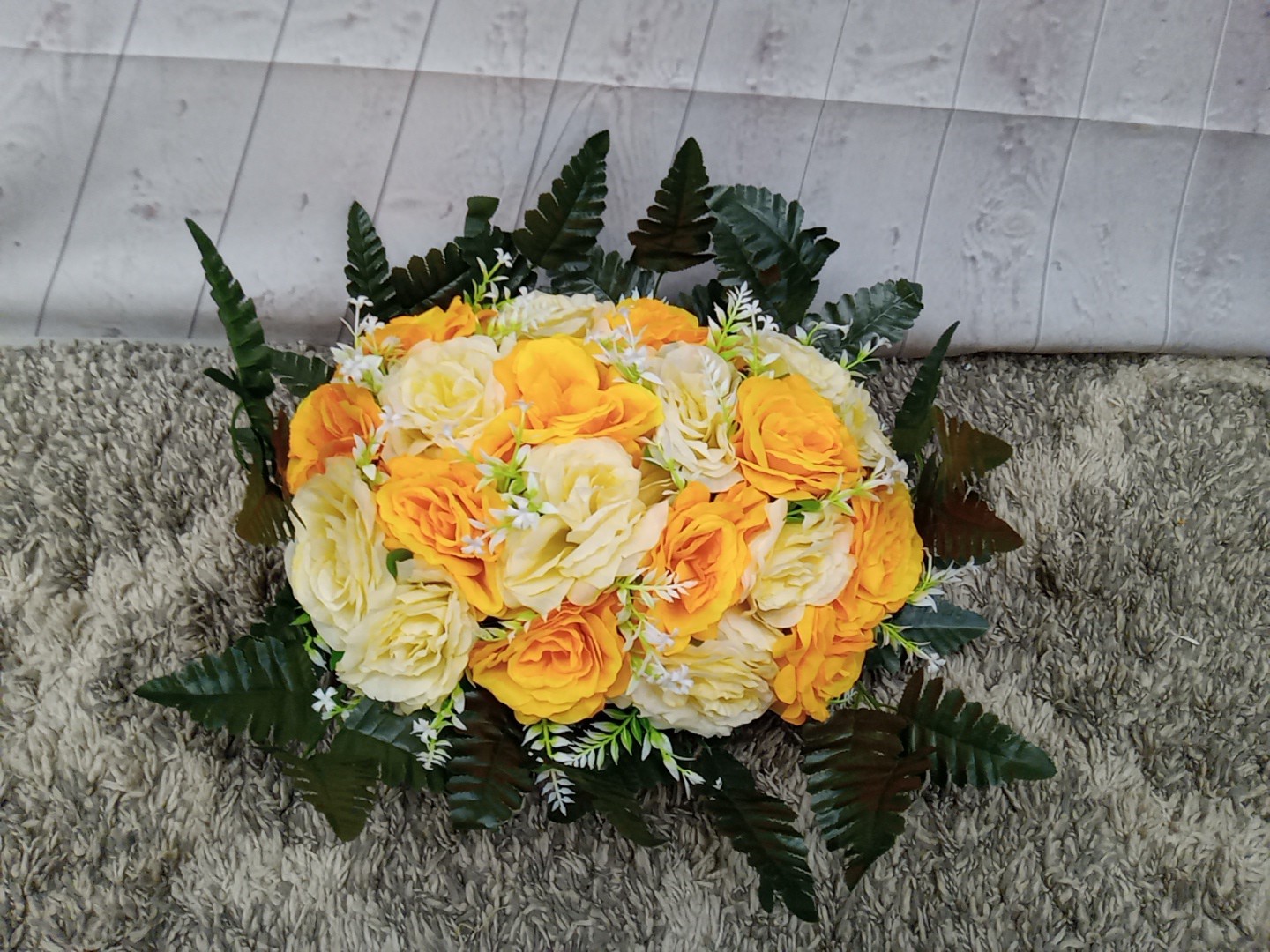 Artificial Flowers Decor, Headstone Saddle For Grave Yellow Roses