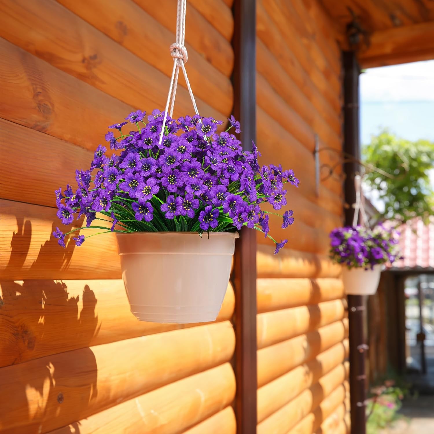 21 Bundles Artificial Flowers, UV Resistant Faux Silk Outdoor Planter