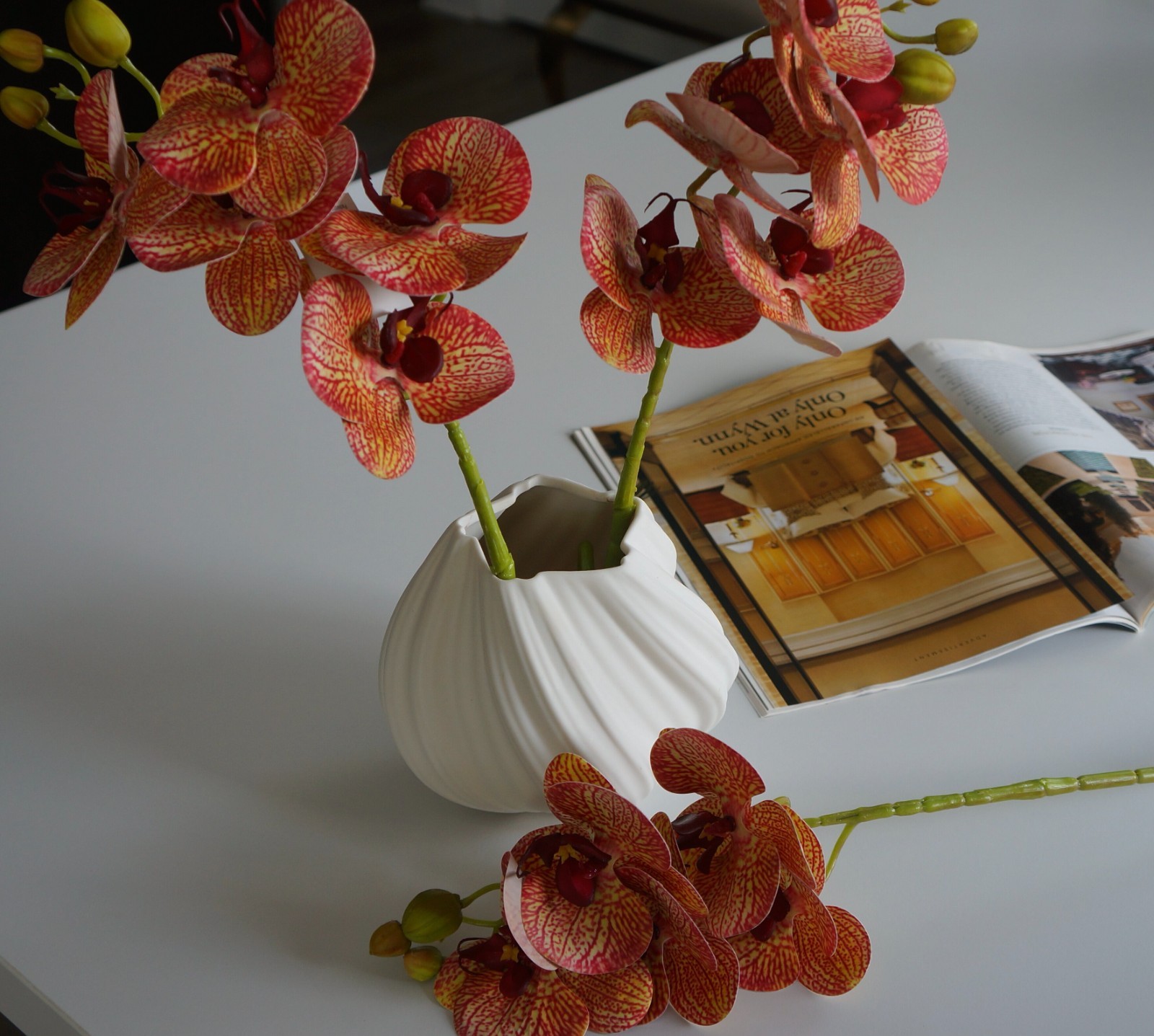 Artificial Orchids, Fake Phalaenopsis Stem, Real touch, For Home Office Party