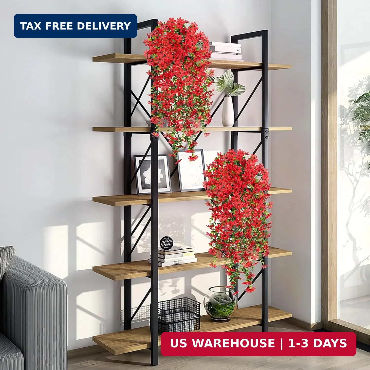 Hrobek 2 PCS Artificial Hanging Flowers Outdoor Spring Summer Decoration, Fake H