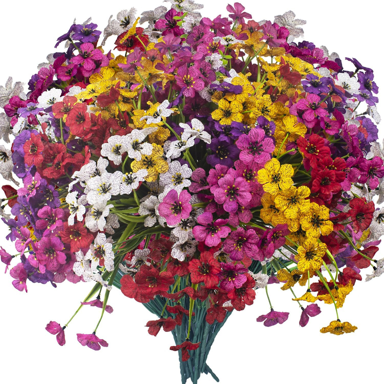 Artificial Flowers 20 Bundles UV Resistant No Fade Faux Plastic Garden Porch