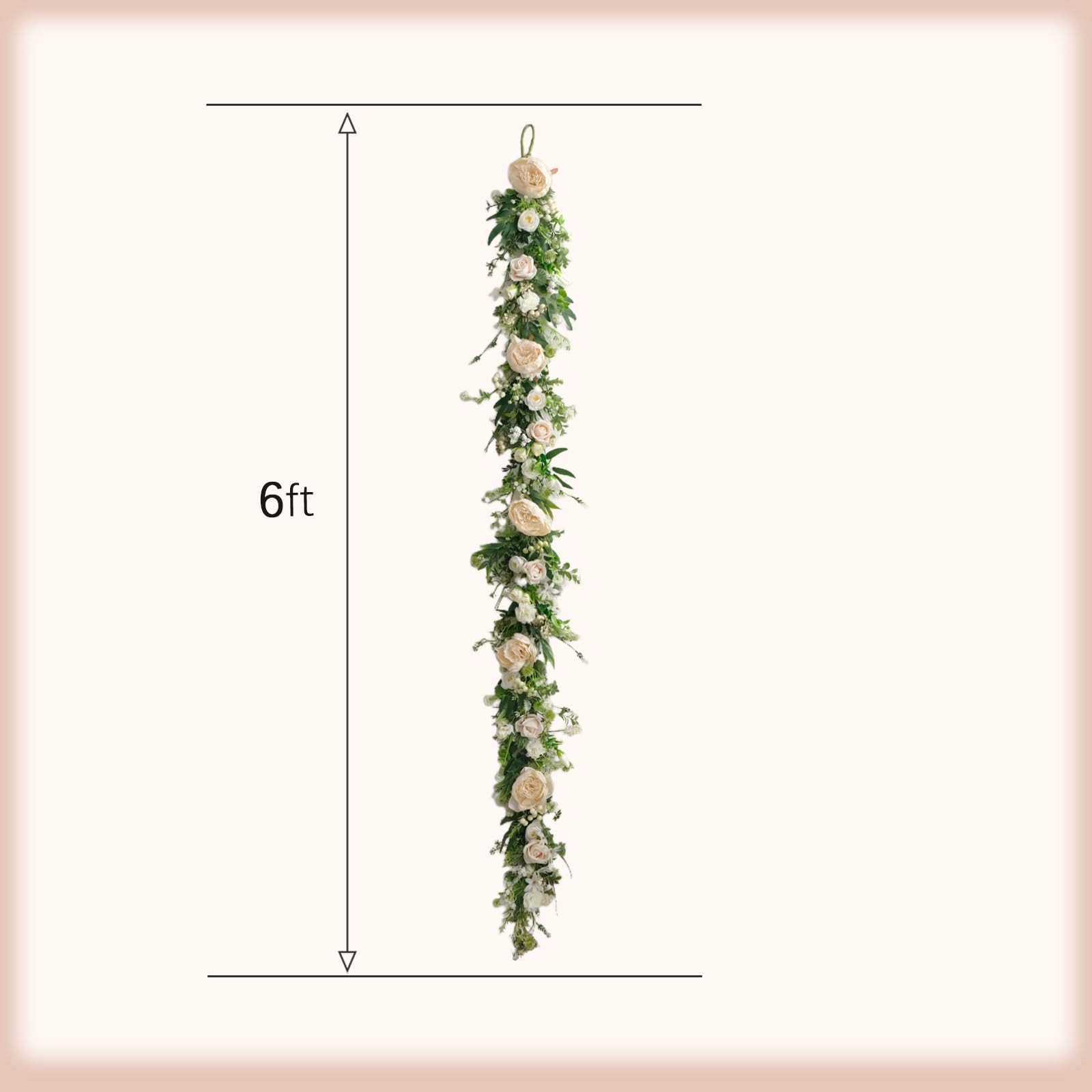 6ft Spring White Peony Climbing Vine Decoration Artificial Floral Garland for…