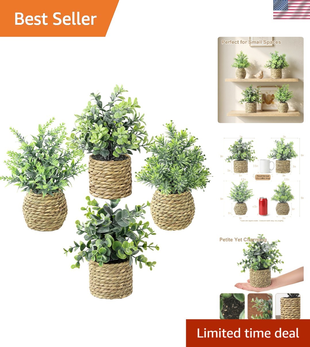 Elegant Artificial Greenery Set in Natural Woven Baskets | Low Maintenance