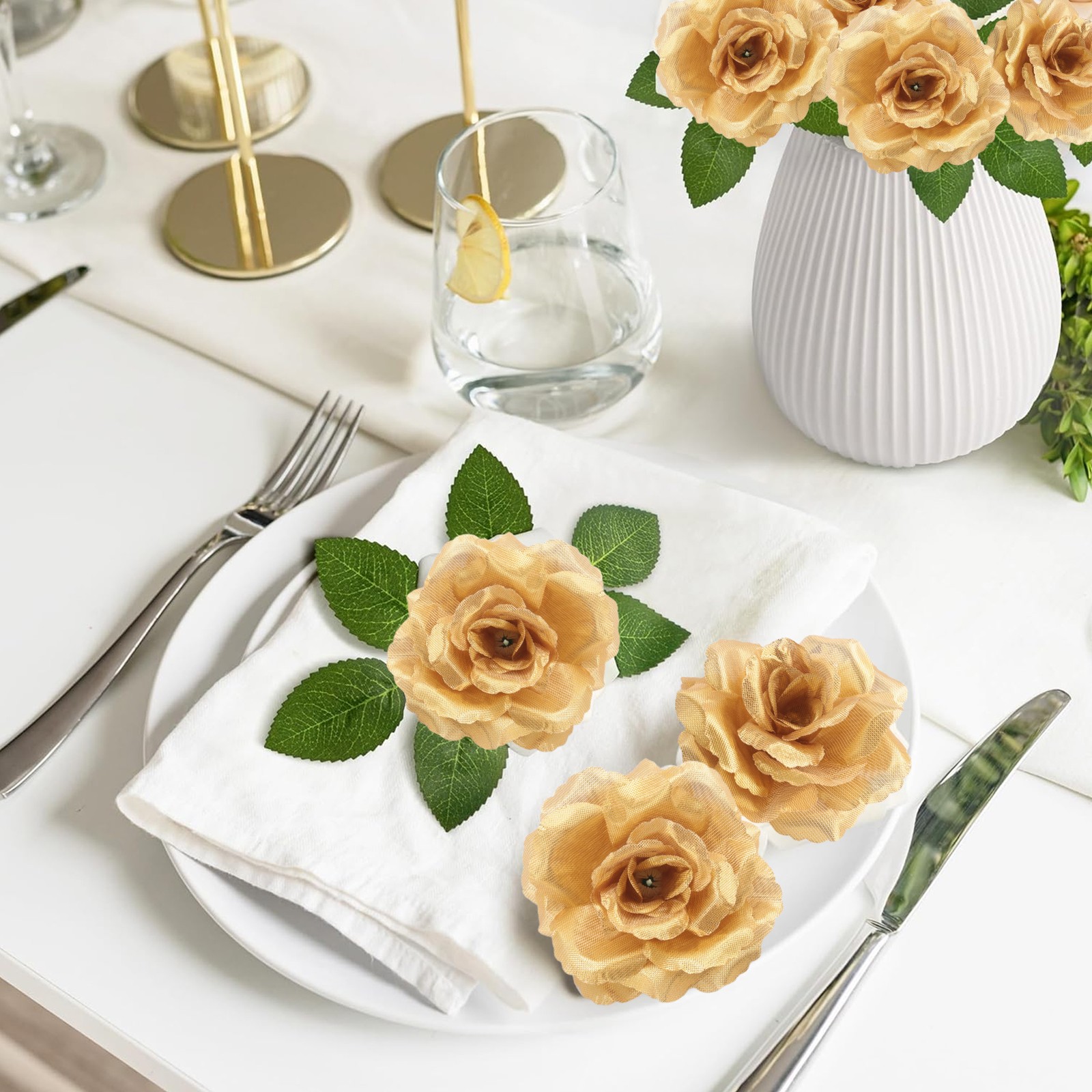 3X( Silk Rose Flower Heads,50Pcs for Hat Clothes Album2115