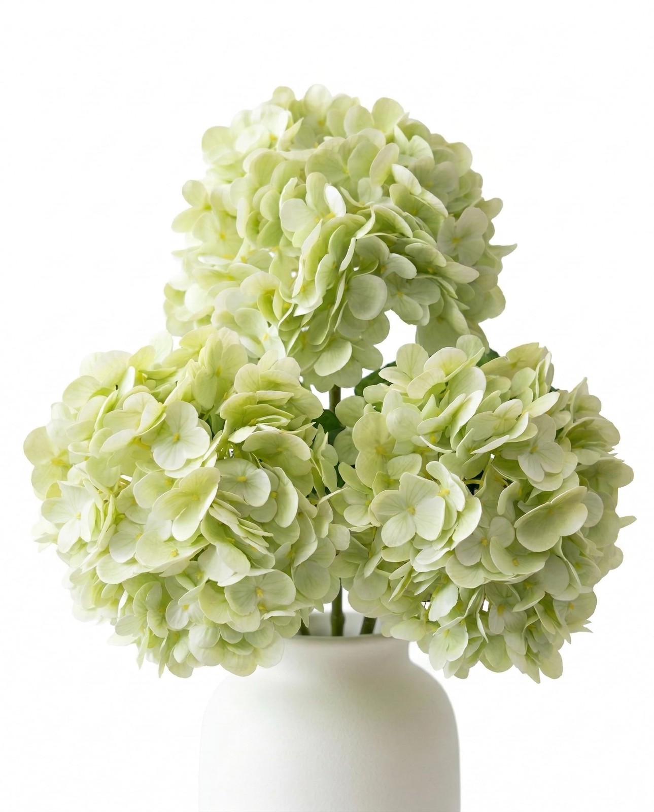 3 Pcs Real Touch Green Hydrangea Artificial Flowers – 20″ Large 3D Latex Ligh…