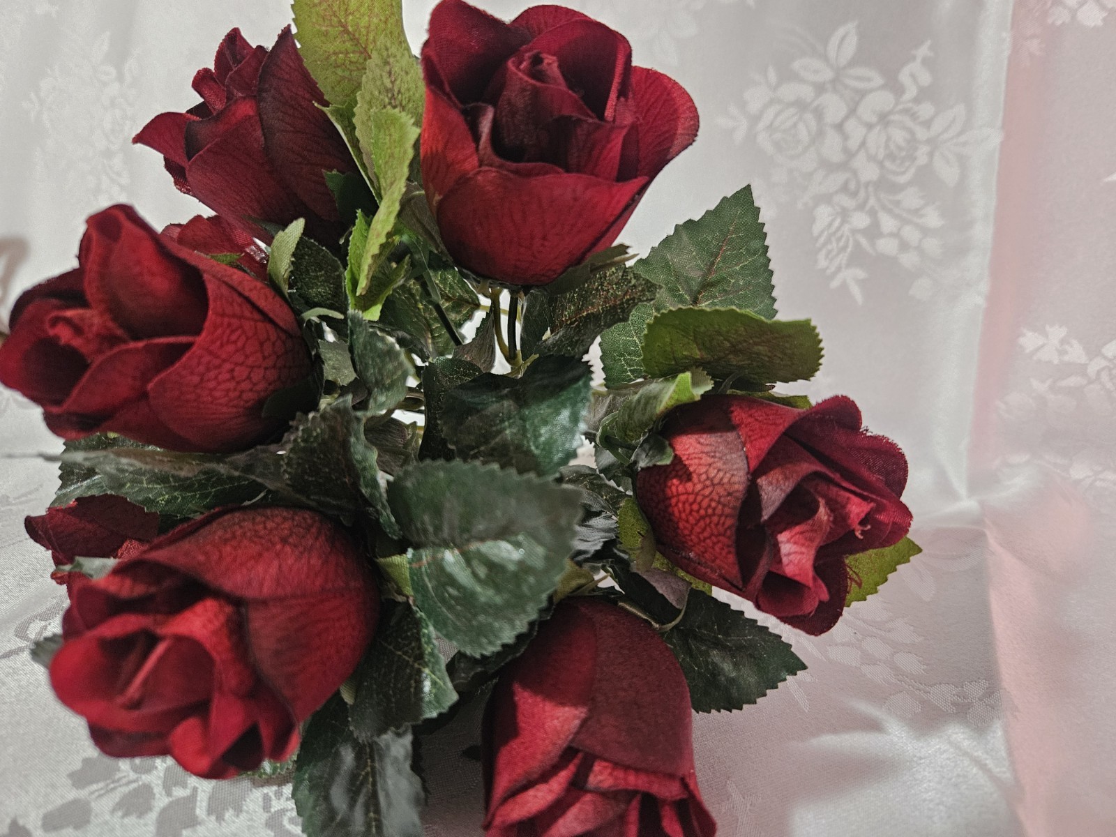 Home Interiors Silk Dark Red BurgundyRose Nosegay Bouquet/40008/New Old Stock