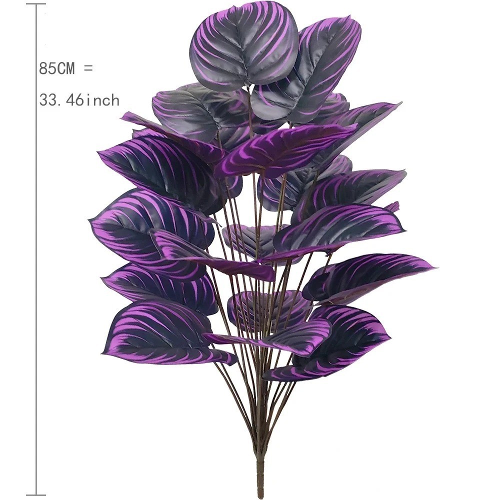 Home Party Decoration Purple & Green Leaf Decor Artificial Plant Simulation Pot